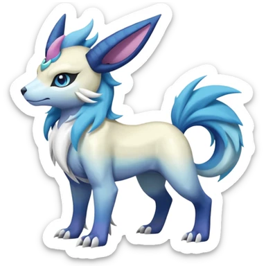 Shiny Sunny furry scaly pastel-gradient Absol-Cobalion-Glaceon-Suicune-Amaura-fusion sticker