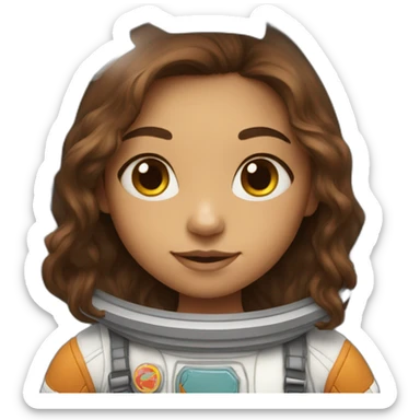 girl in spacesuit with long brown hair sticker