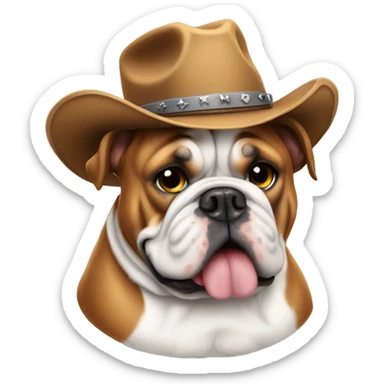 English bulldog wearing cowboy hat sticker