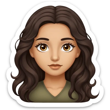 Girl with olive skin, brown eyes with long eyelashes and dark wavy long hair sticker