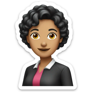 Latin woman teacher black hair with congratulations sticker