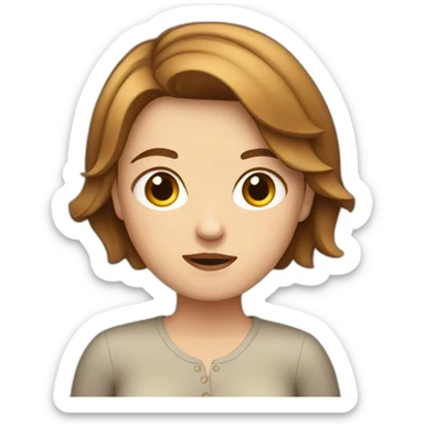 white girl with brown short hair shrugging sticker