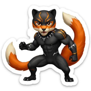 A black panther but it is killing orange colored fox sticker
