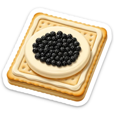Black Caviar on a cracker with cream sticker