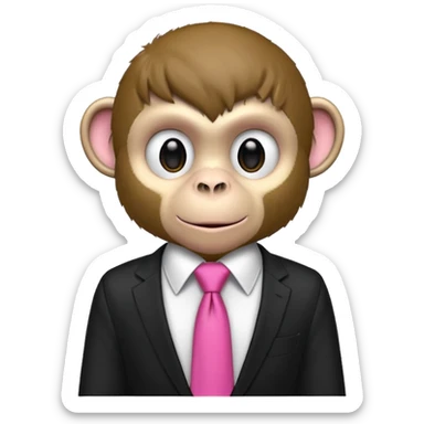  monkey with black shirt,pink tie sticker