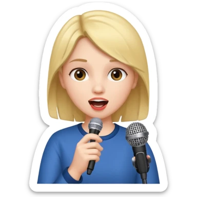 GIRL SINGING A SONG, HOLDING THE MIKE IN HAND sticker