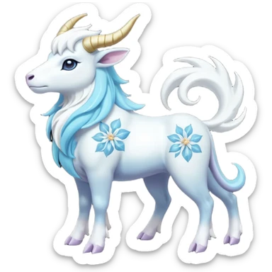 Shiny Glossy Pastel Light Divine Bovine Beautiful Floral Snowy Pretty Absol-Amaura-Suicune-Cobalion-fusion, full body sticker