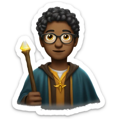 a young wizard wearing glass with lighting   sticker