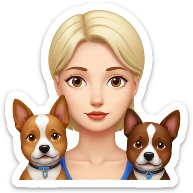 Lady with two dogs sticker