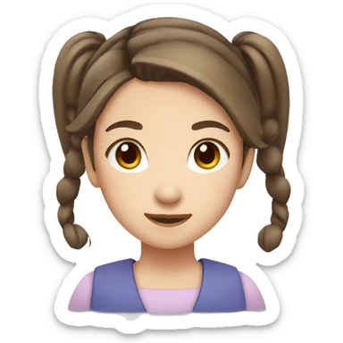 japanese girl with brown hair and double ponytail sticker