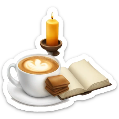 Cappuccino, candle, book and crossiant sticker