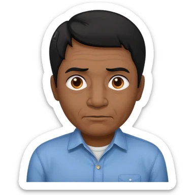 great job, now i would like a middle aged dark brown person with black hair on head in casual shirt ( make him darker in complexion and add some age sticker