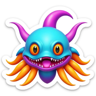 An exotic neon colorful unique bizarre eccentric Fakémon-creature sticker
