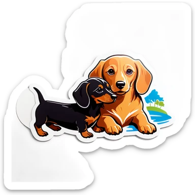 Dachshund and a labrador sticker