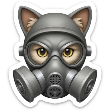 cat with gas masks sticker