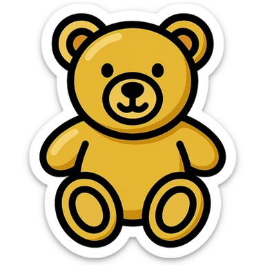 gold teddy bear, metallic, shiny icon sticker