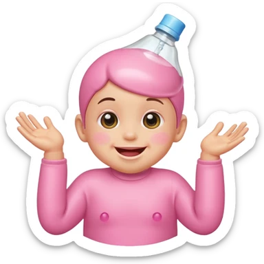 Smiling baby oil pink with silly face sticker