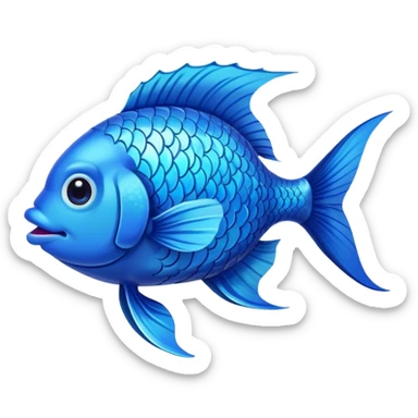 blue happy fish directly from the side looking left sticker