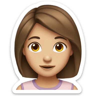 Cute Brown girl with Brown hair and Brown eyes sticker