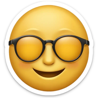 classic yellow emoji face with sunglasses, relaxed smile, simple and iconic sticker