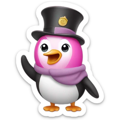 pink pingouin saluting sticker