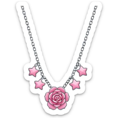 Un emoji de un collar de charms que incluya el color rosa sticker