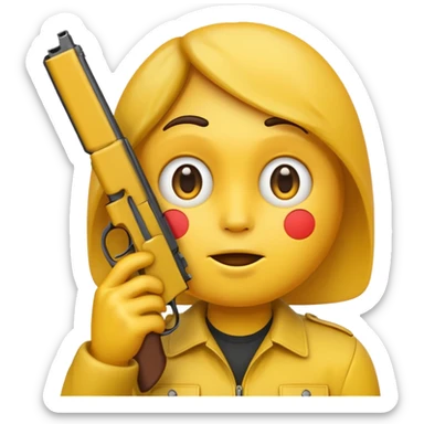 Emoji face holding a gun to its head sticker