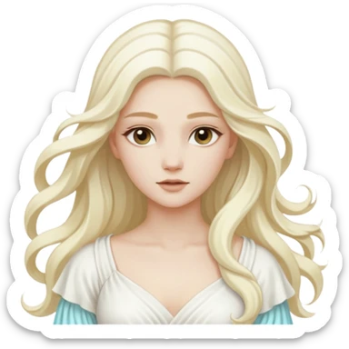 Aura, Breeze Goddess from Rome Mythology with long white blonde hair, white outfit sticker