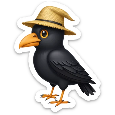 straw crow sticker