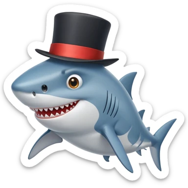 cartoon shark with a top hat sticker
