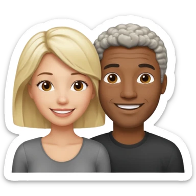 Black man salt n pepper hair smiling with blonde in love  sticker