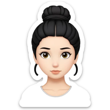 The girl has tied her hair into a black bun. sticker