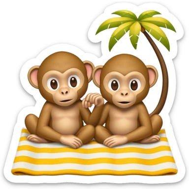 two monkeys tanning sticker