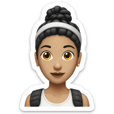 White skin black hair in a high top bun girl sticker