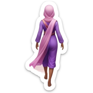A small figure walks back across a foggy bridge, holding soft pink and purple orbs in each hand—symbolizing compassion and forgiveness. A gentle heart aura trails behind them, showing healing in motion. sticker