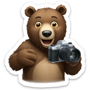 Bear taking photo sticker