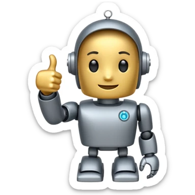 cute recruiter robot emoji, flat, giving a thumbs up, business casual sticker