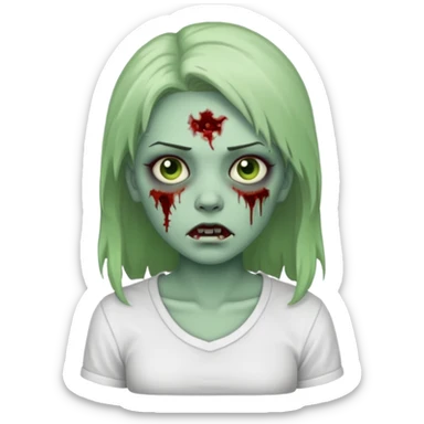 zombie girl with white shirt but similar to this with green skin sticker