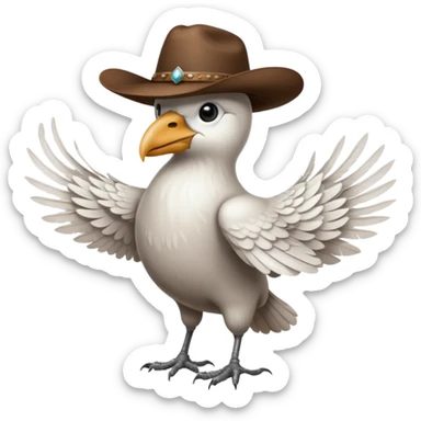 a white crow with a cowboy hat sticker