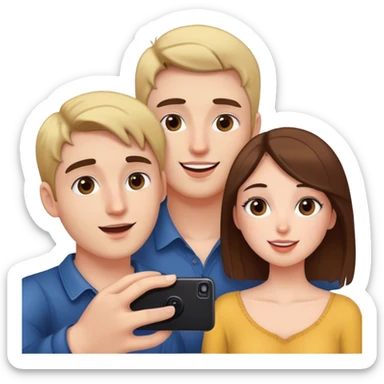 Una pareja sacandose una selfie, la chica saca la foto y el chico esta detras de ella sticker