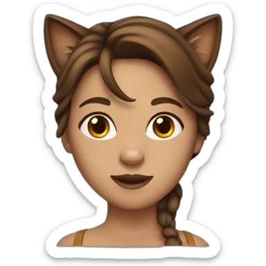 Woman with long brown hair dressed as a cat  sticker