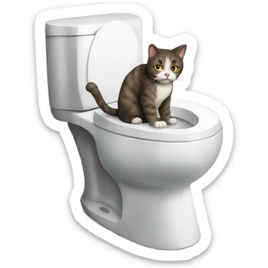 Cat sitting on the toilet on the phone  sticker