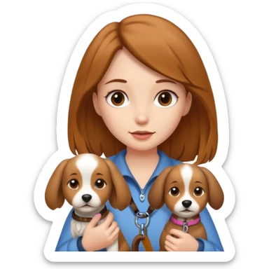 Girl holding dog in leash sticker