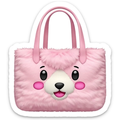 pink plush tote bag  sticker
