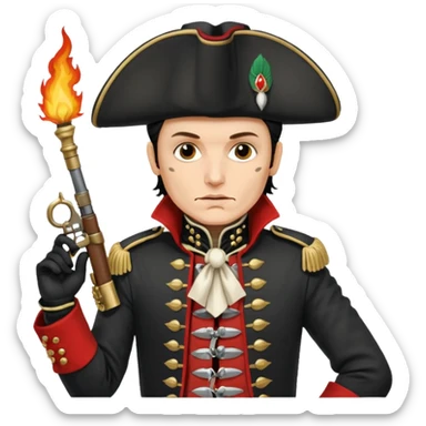 Adam Ant  is wearing a Hungarian jacket Hussar'S JACKET, holds two firelocks holsters in his hands sticker