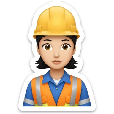 Electricity power employee at work with black hair sticker
