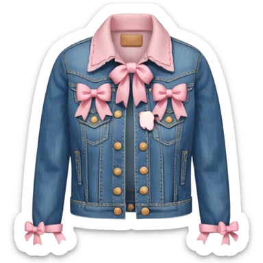 Cowgirl Jean jacket with soft pink bows, just the jacket sticker