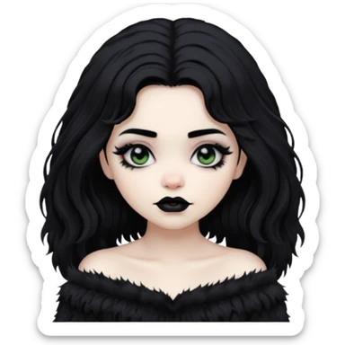  goth girl with fluffy hair sticker