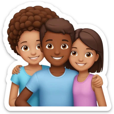 siblings playing together - one boy and two girls sticker