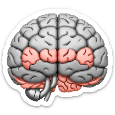 A brain with a loading bar which is filling underneath sticker